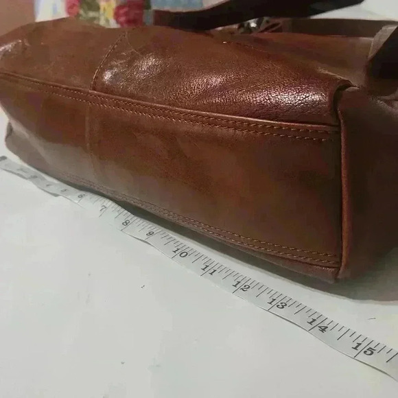 NWOT SPIKES & SPARROW Cognac brown leather textured medium shoulder bag purse - Picture 11 of 13